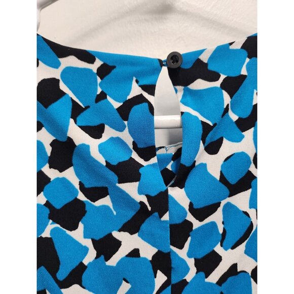 Calvin Klein Womens Sleeveless Top Medium Blue Black Abstract Stretch Carrier - Picture 4 of 5